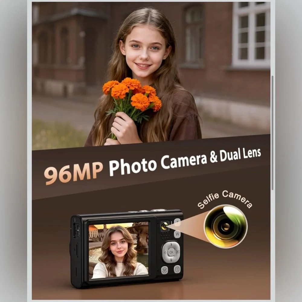 96MP Black 5K Digital Camera with Dual Lens